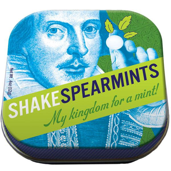 Shakespearmints: spearmint-flavoured mints branded with William Shakespeare