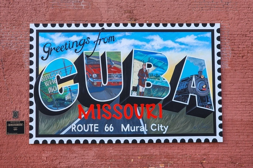 The sign for Cuba, Missouri: The Mural City of Route 66