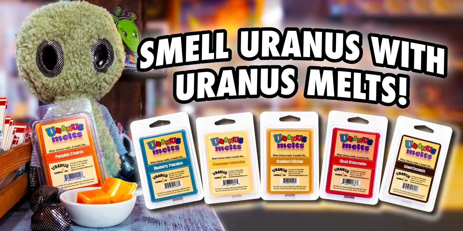 scented wax melts display uranus