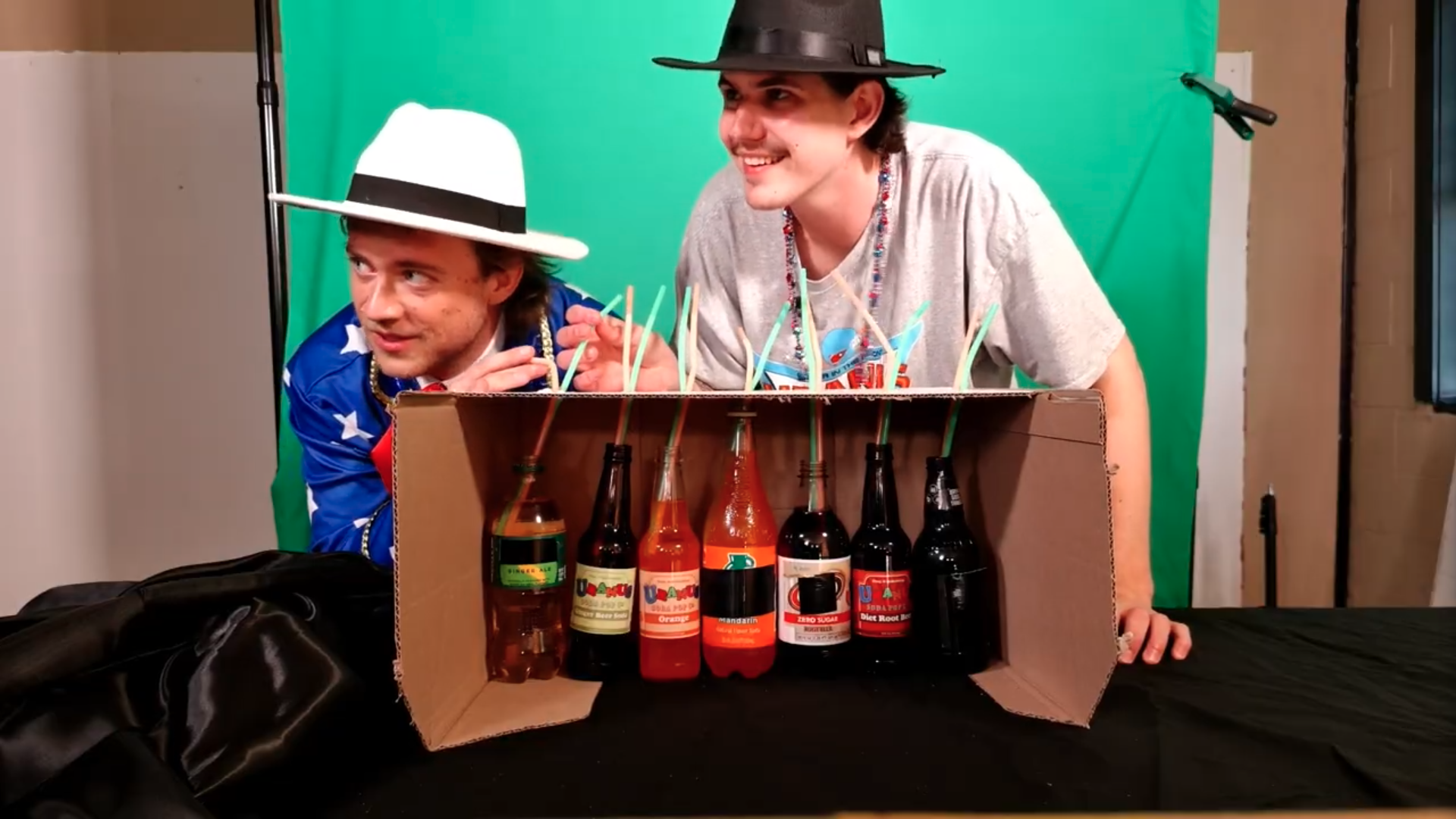 Alex Bradford Cobb and Ethan Bain test sodas on Find Uranus from Uranus Live!